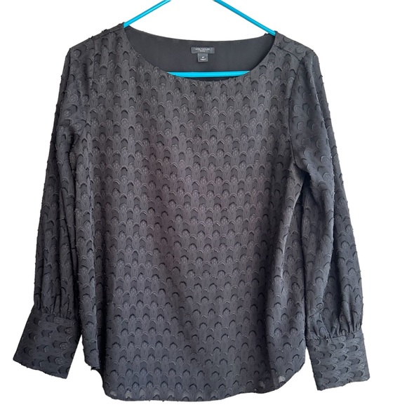 Ann Taylor Long Sleeve Black Blouse Medium P - Picture 1 of 6